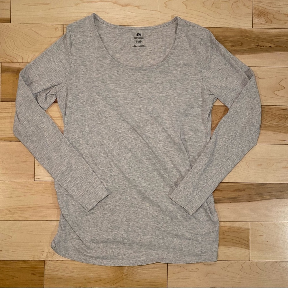 Grey Long Sleeve Maternity Top Minimal